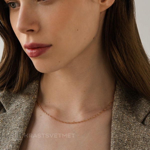 Цепь из красного золота 585, плетение «Сингапур»